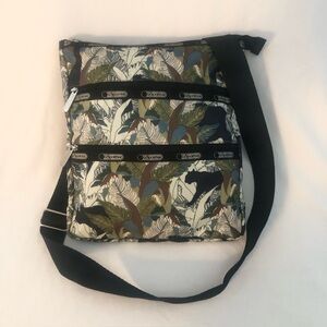 LeSportsac Crossbody Shoulder Bag Jungle Safari Animal 3 Zipper Adjustable Strap